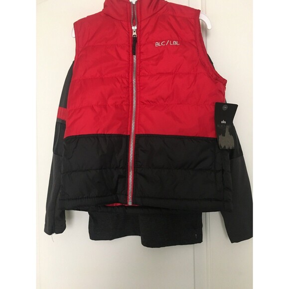 Blac Label Premium Boys 2 Piece Set Full Zip Vest & Shirt Size M 5/6 Multi-Color - Picture 2 of 9